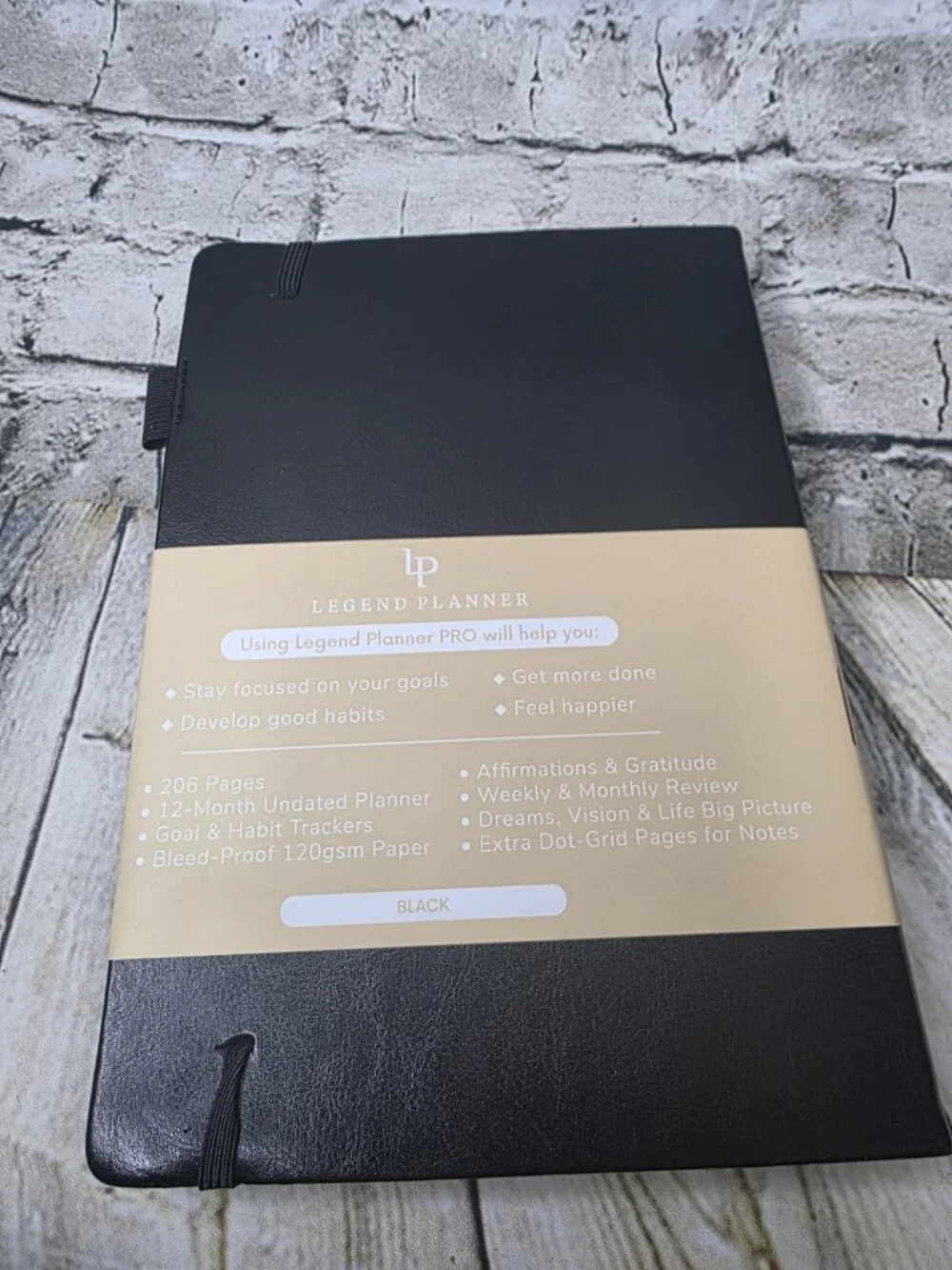 Legend Pro Weekly Planner Undated Weekly Planner Black Embossed Faux Leather